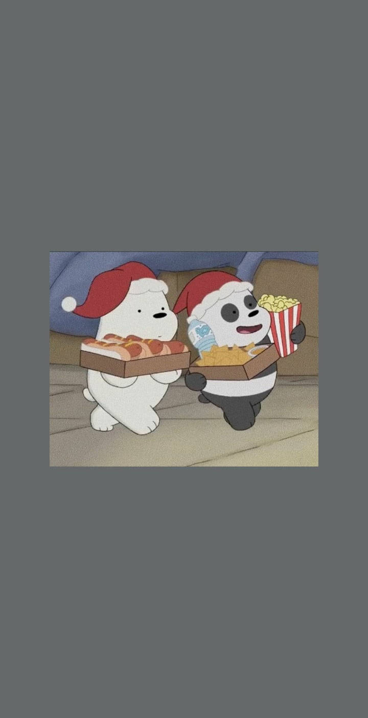 We Bare Bears Aesthetic Santa Hat Wallpaper