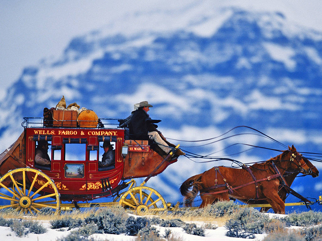 Wells Fargo Carriage In Snow Wallpaper