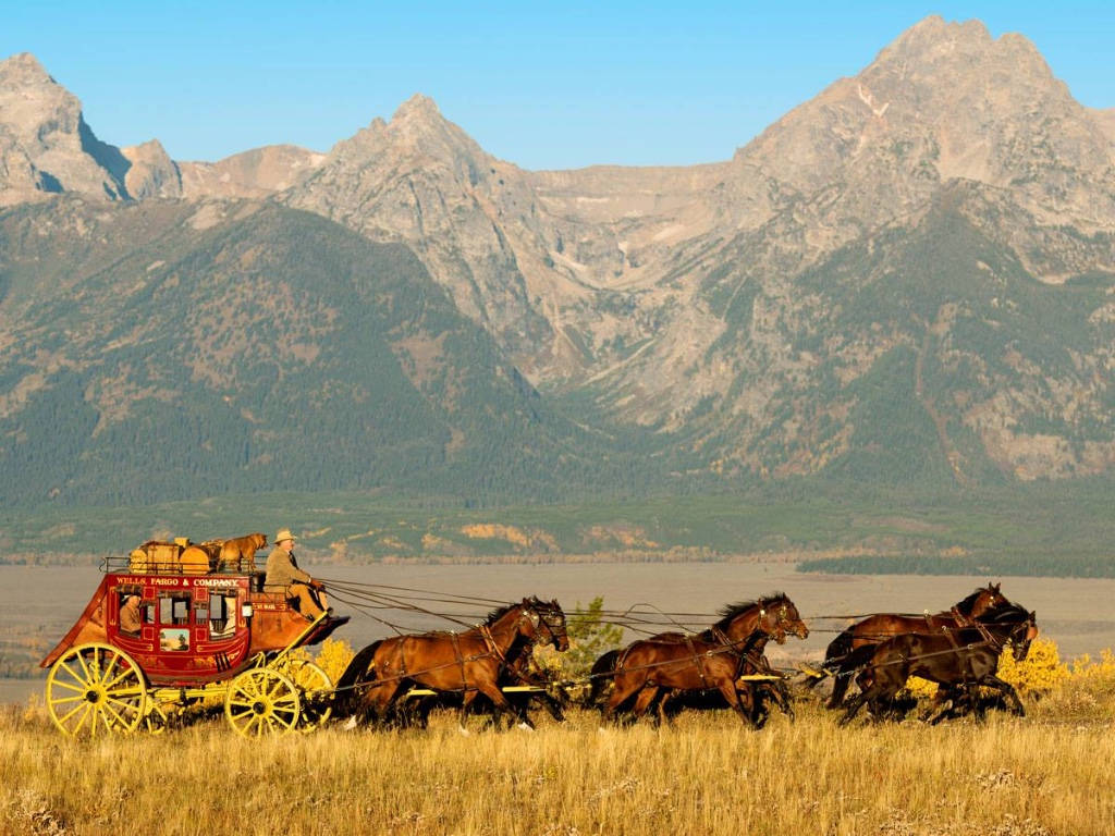 Wells Fargo Carriage In Wheat Field Wallpaper