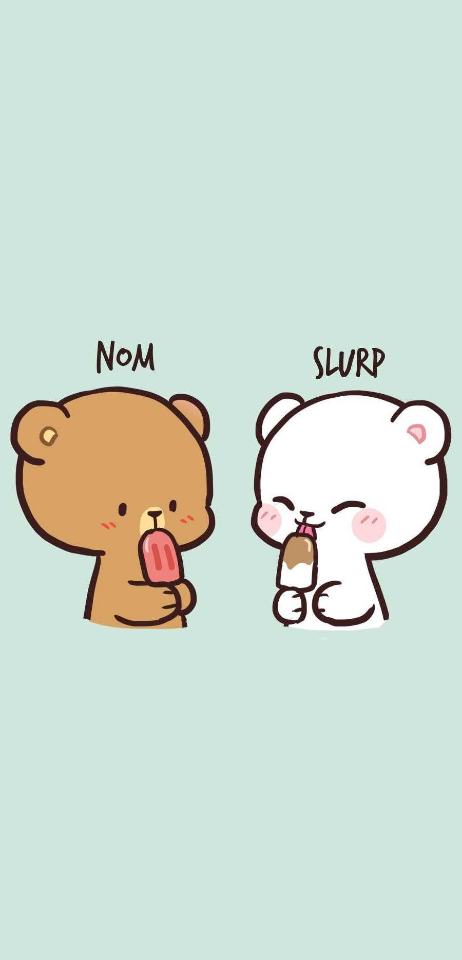 Whimsical Adventure Of Milk And Mocha Bears Enjoying Ice Pops Wallpaper