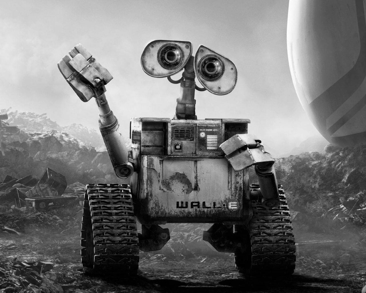 White And Black Wall E Wallpaper