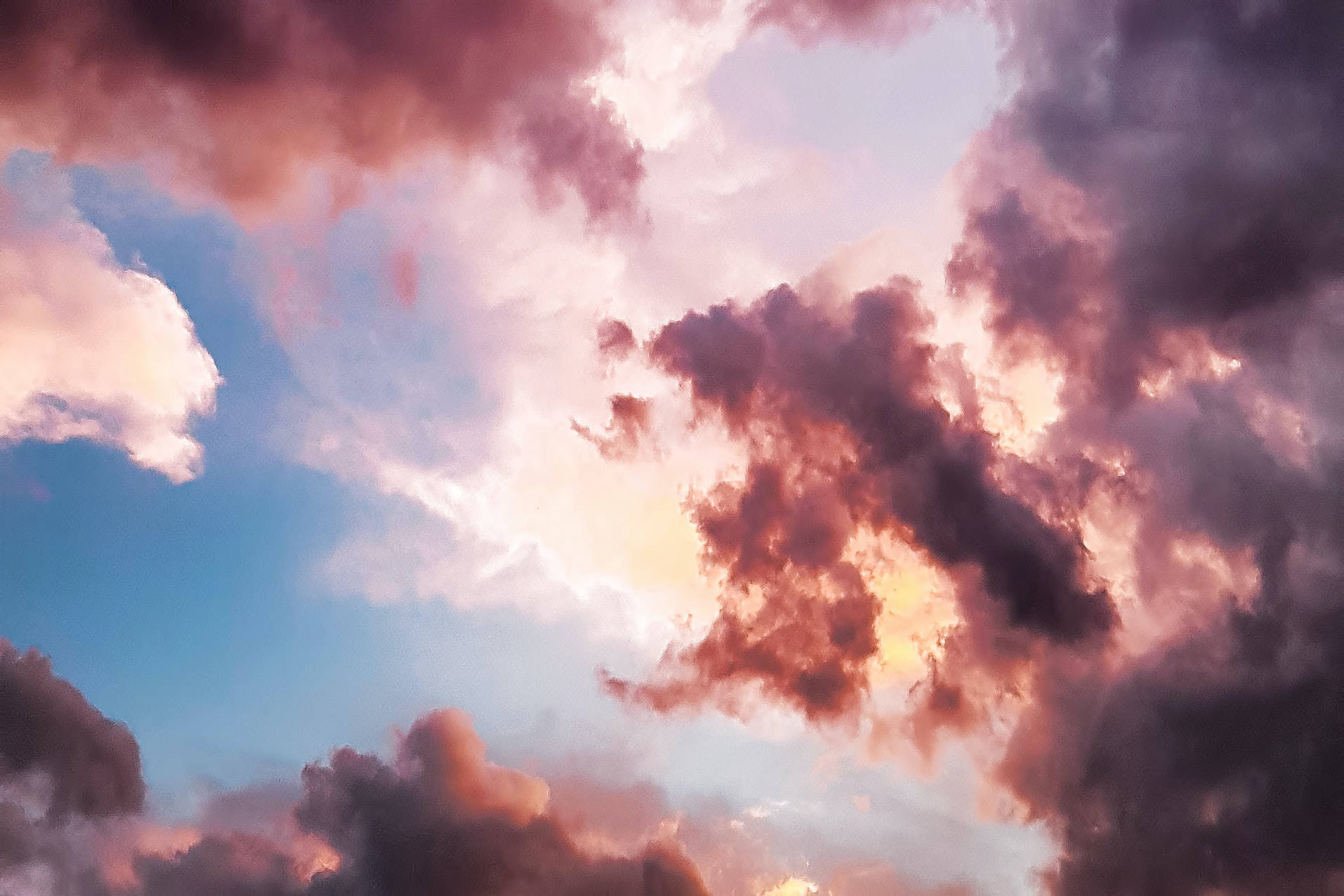 White And Dark Pink Cloud Aesthetic Wallpaper
