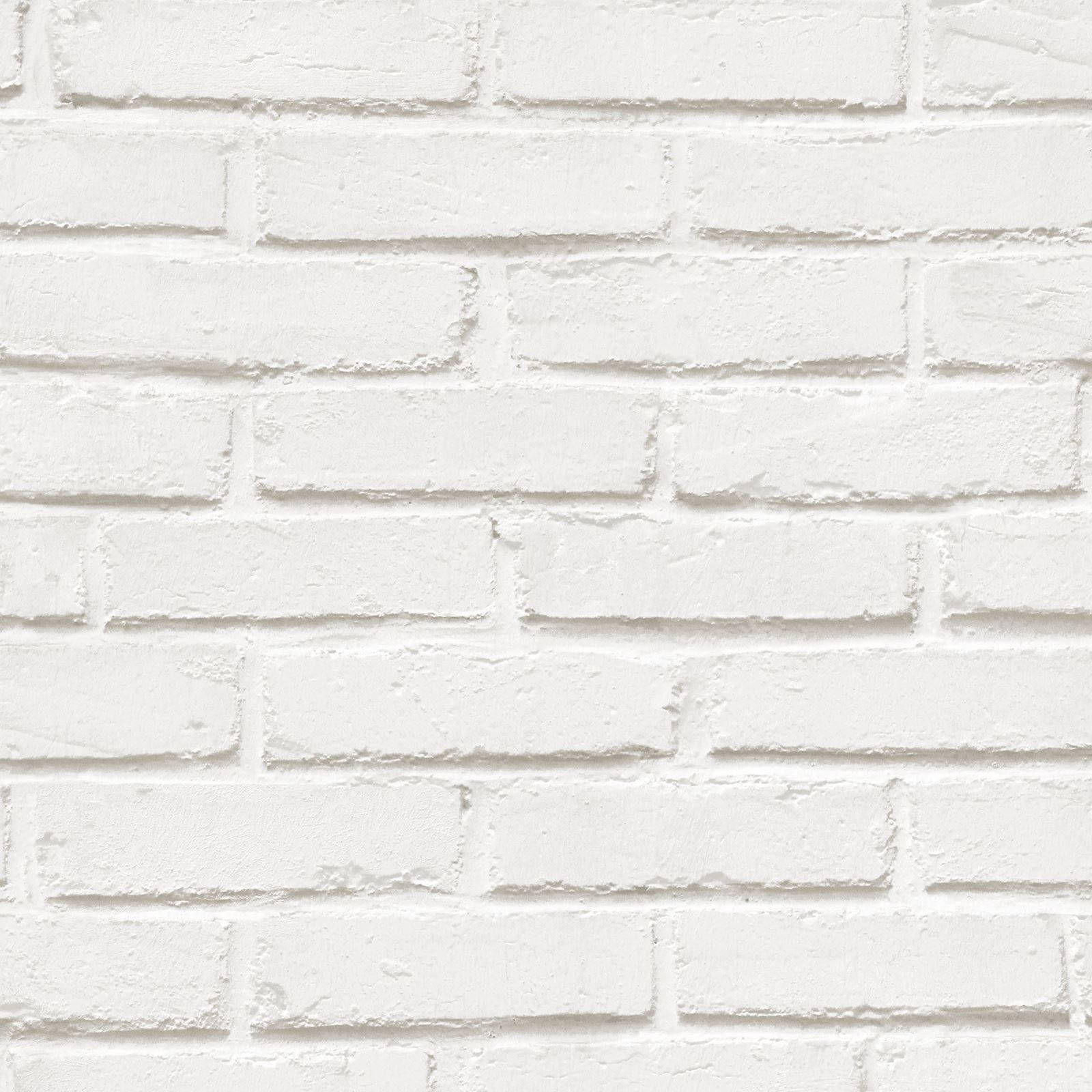 White Brick Gapped Running Bond Wallpaper