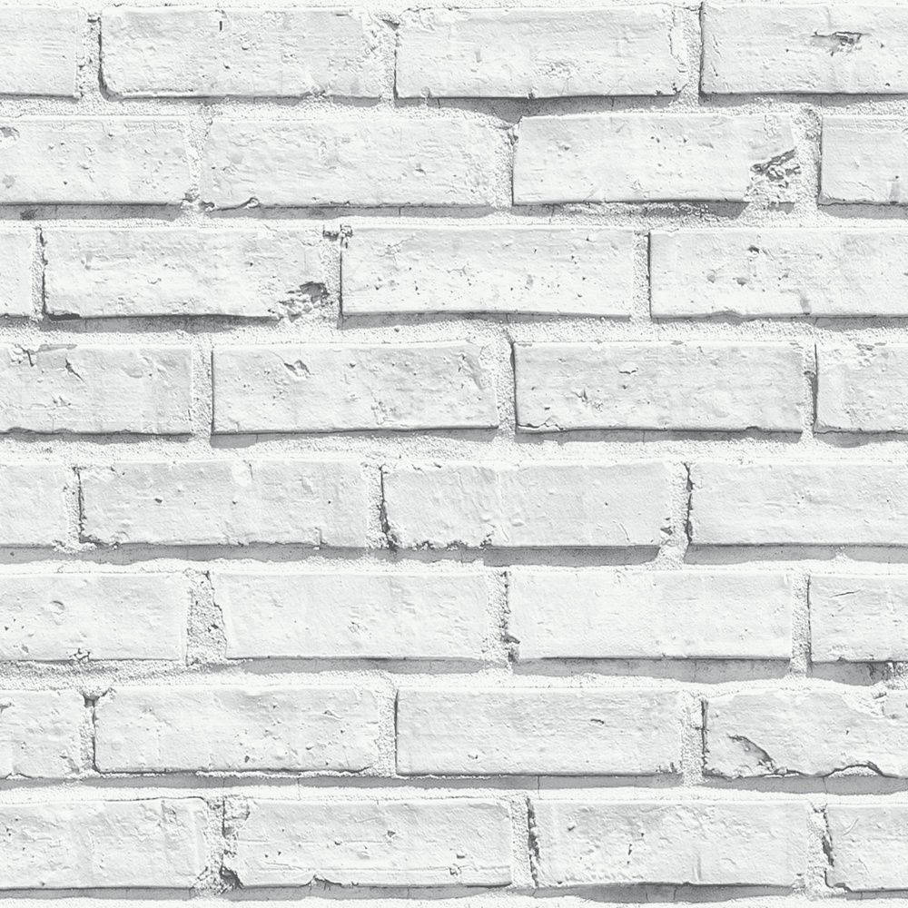 White Brick Smooth Stone Finish Wallpaper