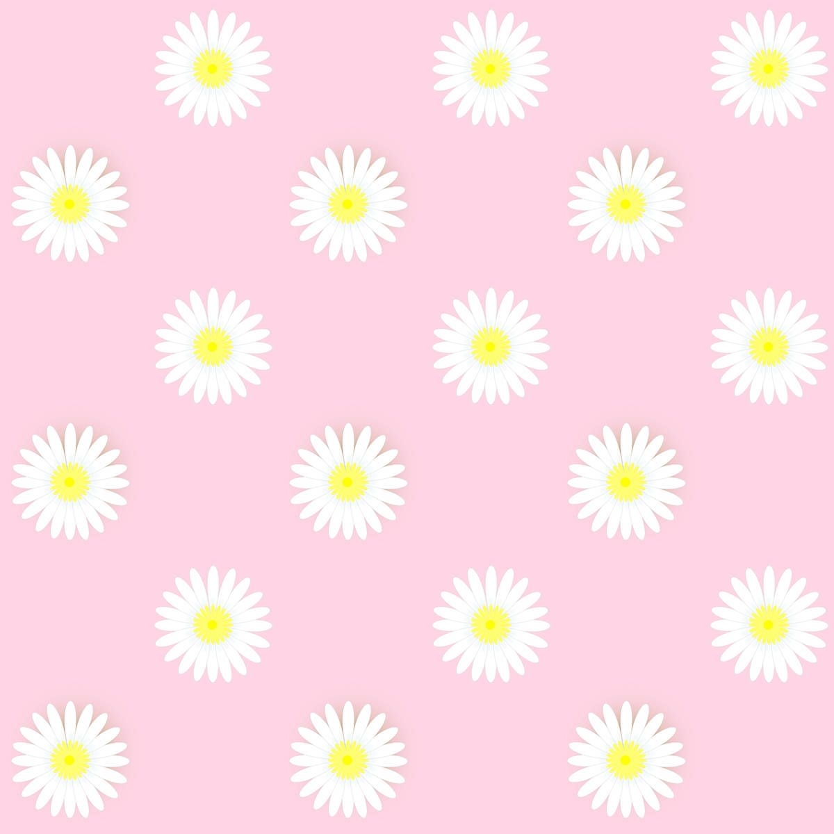 White Daisy Patterned In Pastel Pink Wallpaper