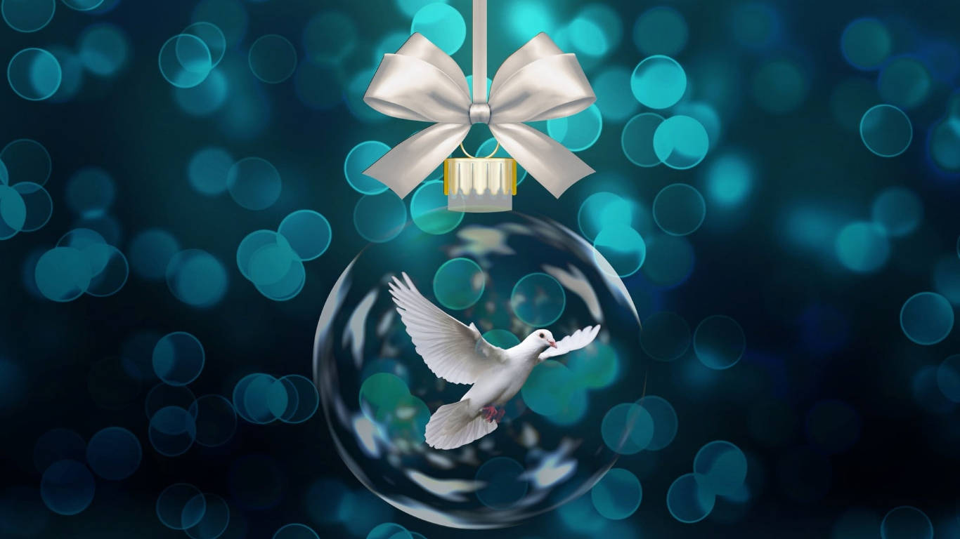 White Dove Christmas Ball Wallpaper