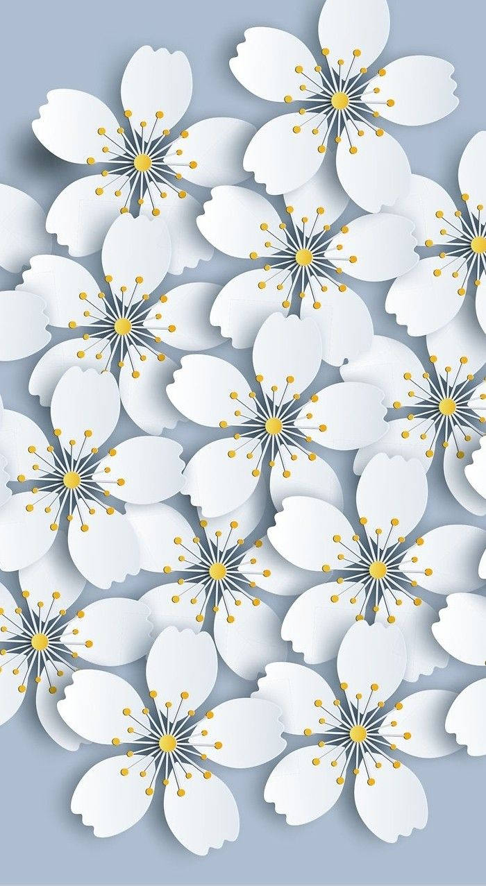 White Flowers Sakura Cut-out Wallpaper