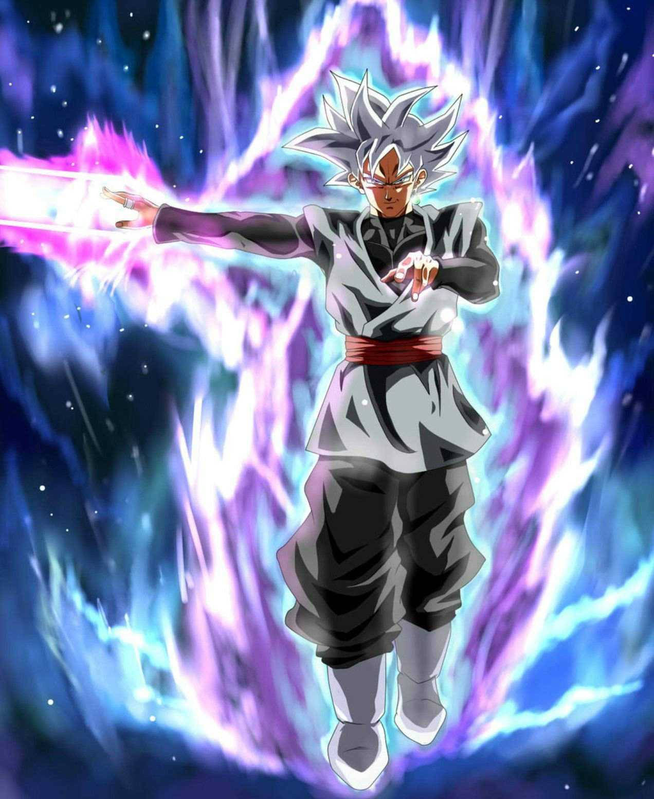 White-haired Black Goku Phone Wallpaper