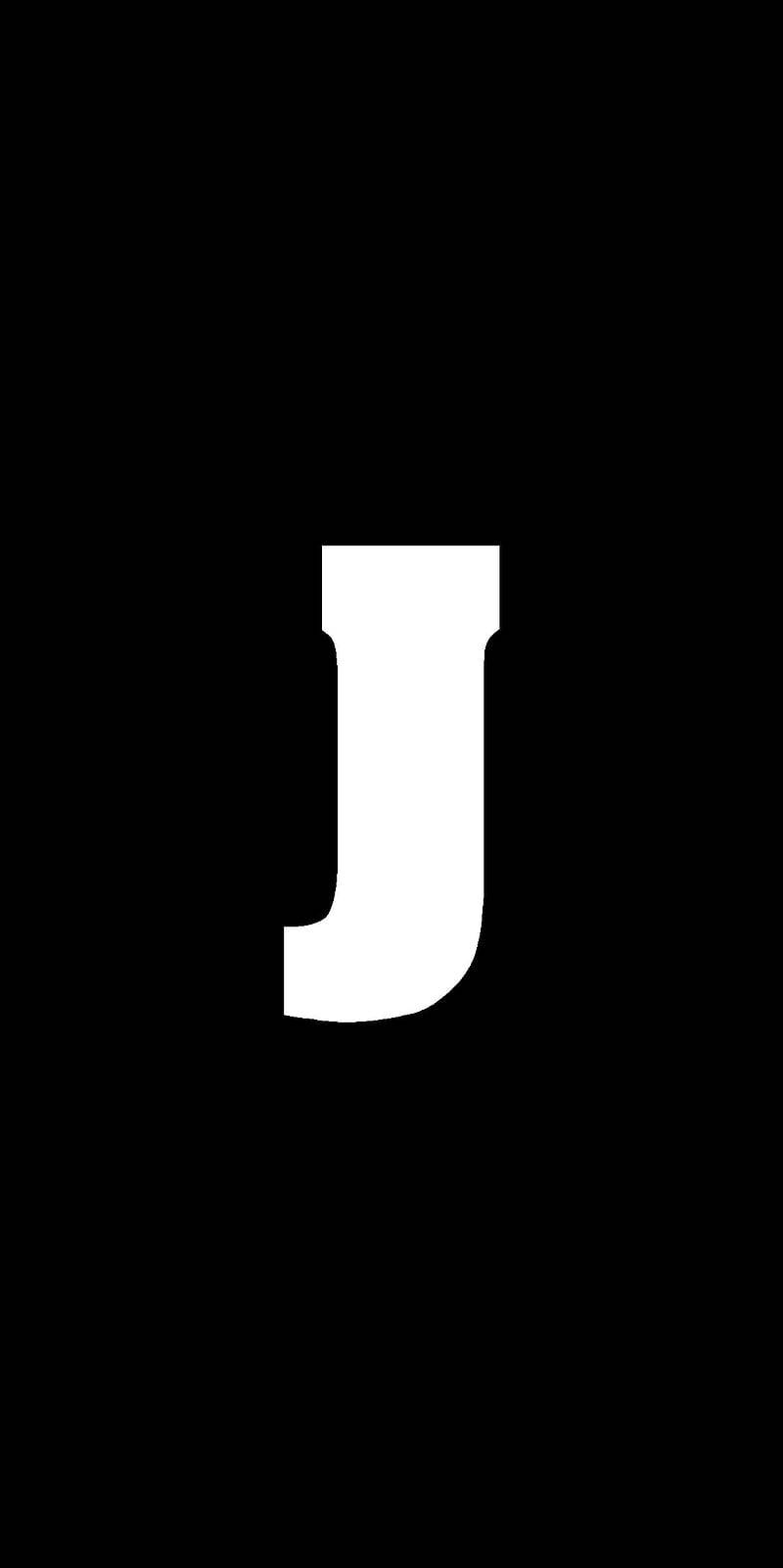 White Letter J Name Black Wallpaper