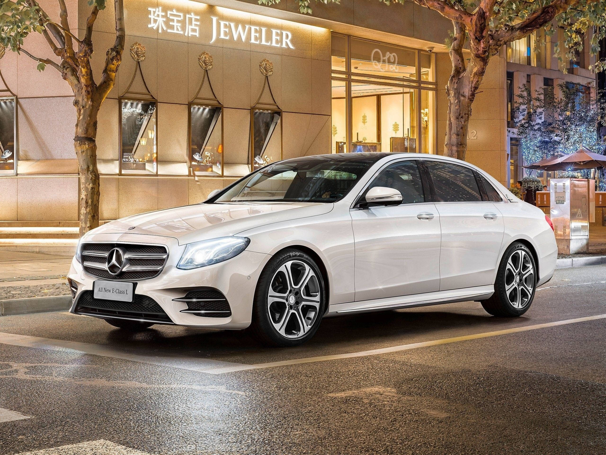 White Mercedes-benz City Street Hd Wallpaper