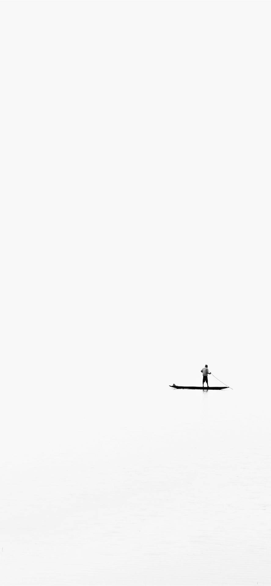 White Minimalist Standing Rowing Boat Wallpaper