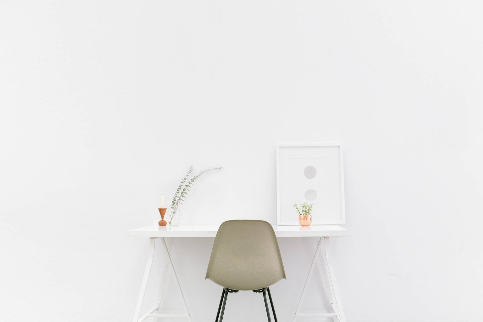 White Minimalist Workspace Wallpaper