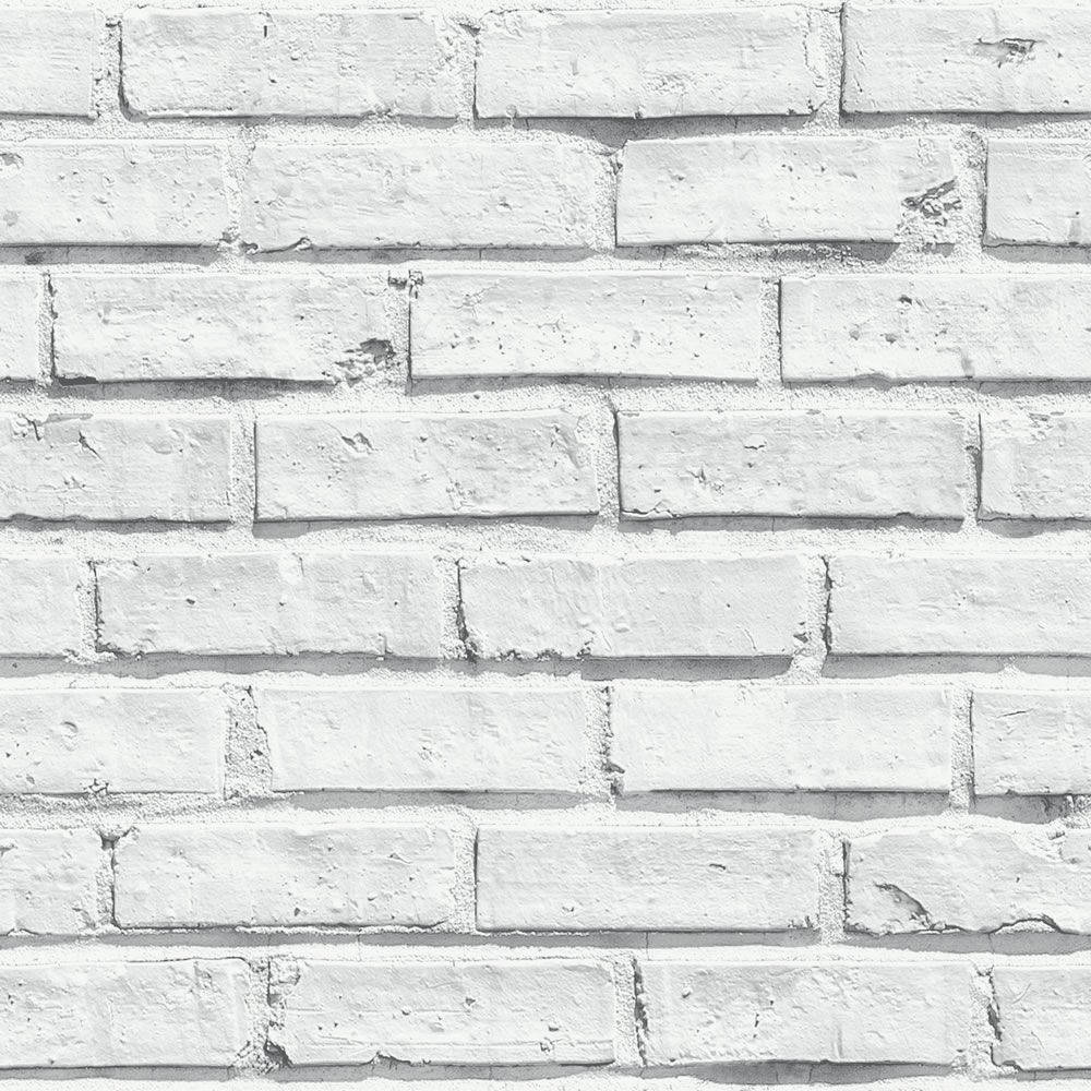 White Plain Brick Wall Wallpaper