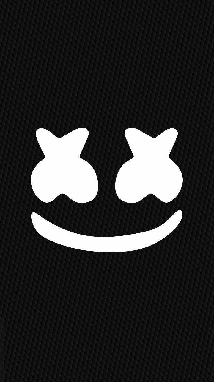 White Smiley Black Marshmello Wallpaper