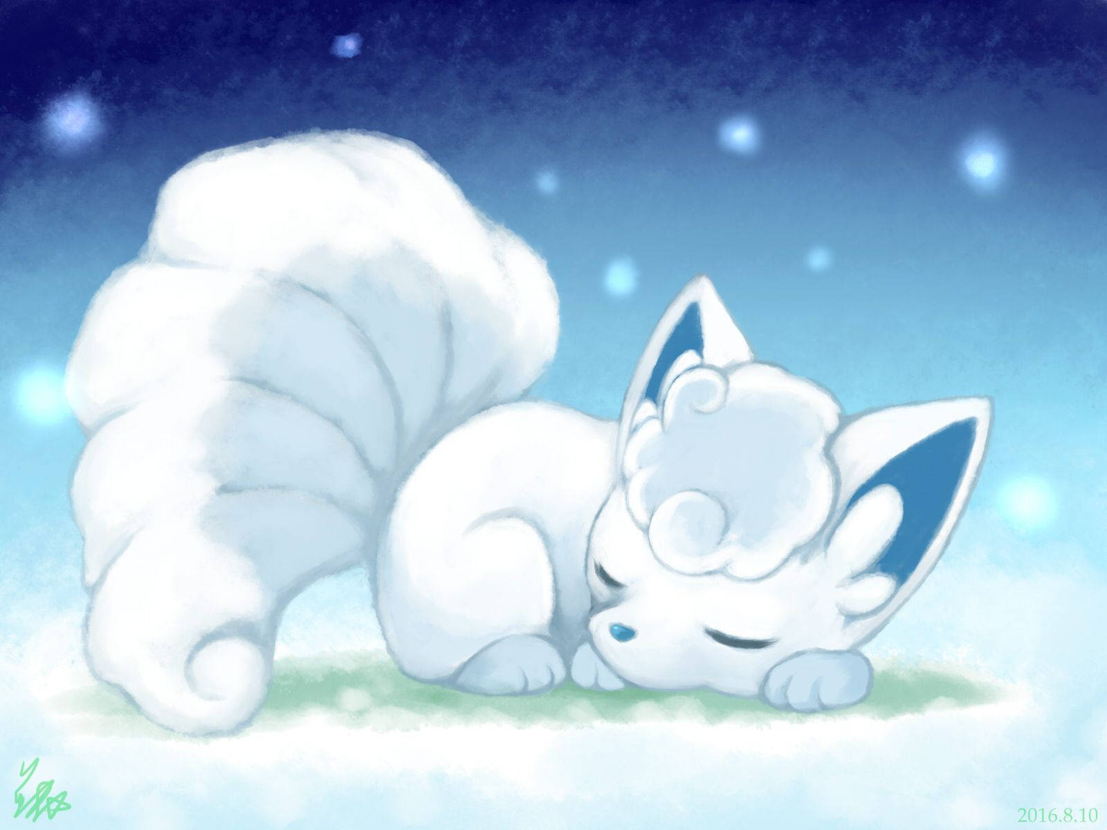 White Vulpix Sleeping Wallpaper