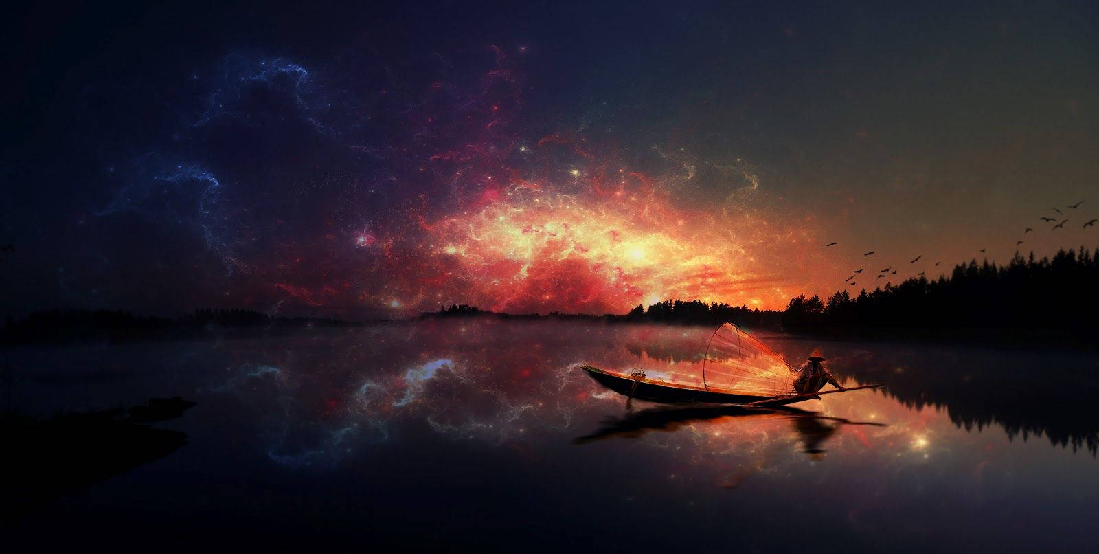 Widescreen Cosmic Stellar Art Wallpaper