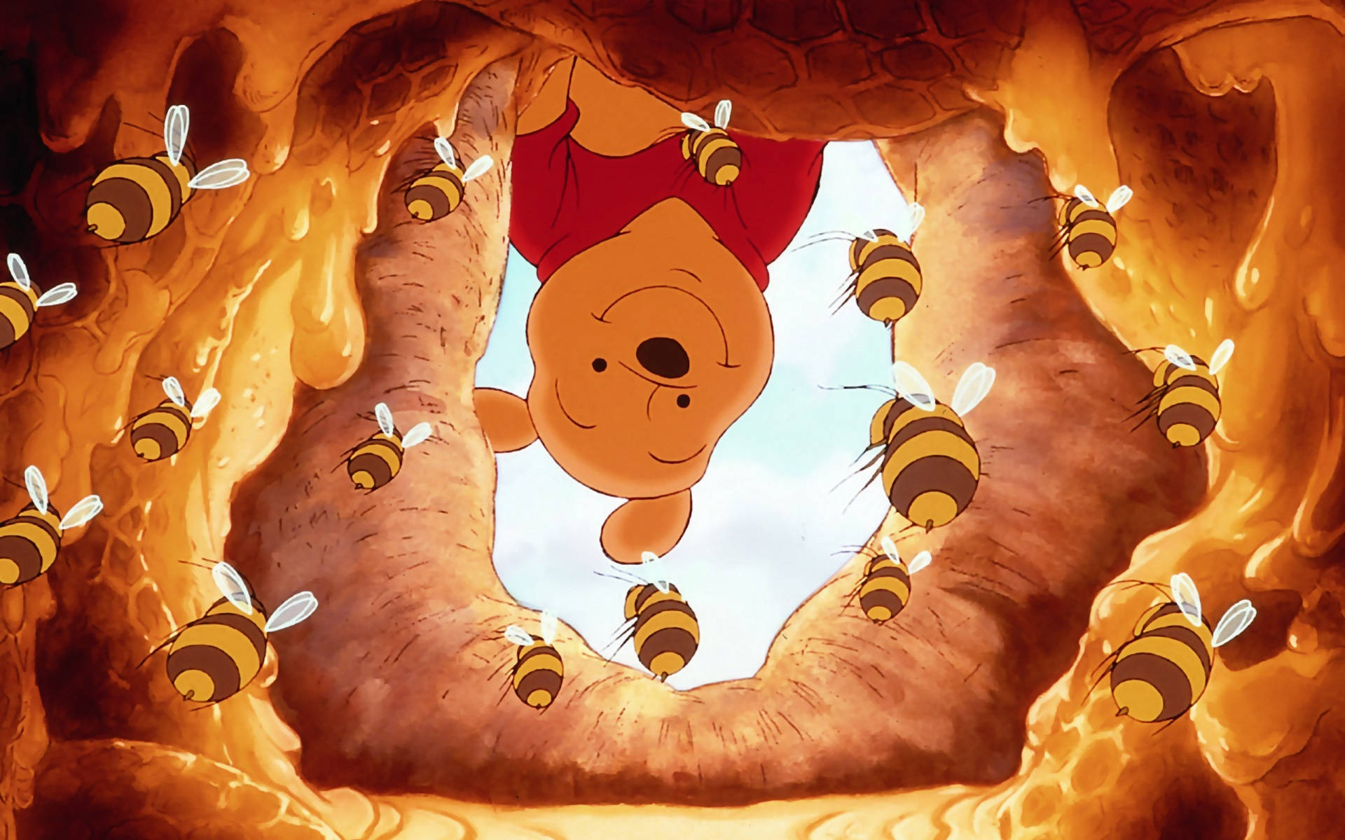 Winnie The Pooh With Bees Wallpaper
