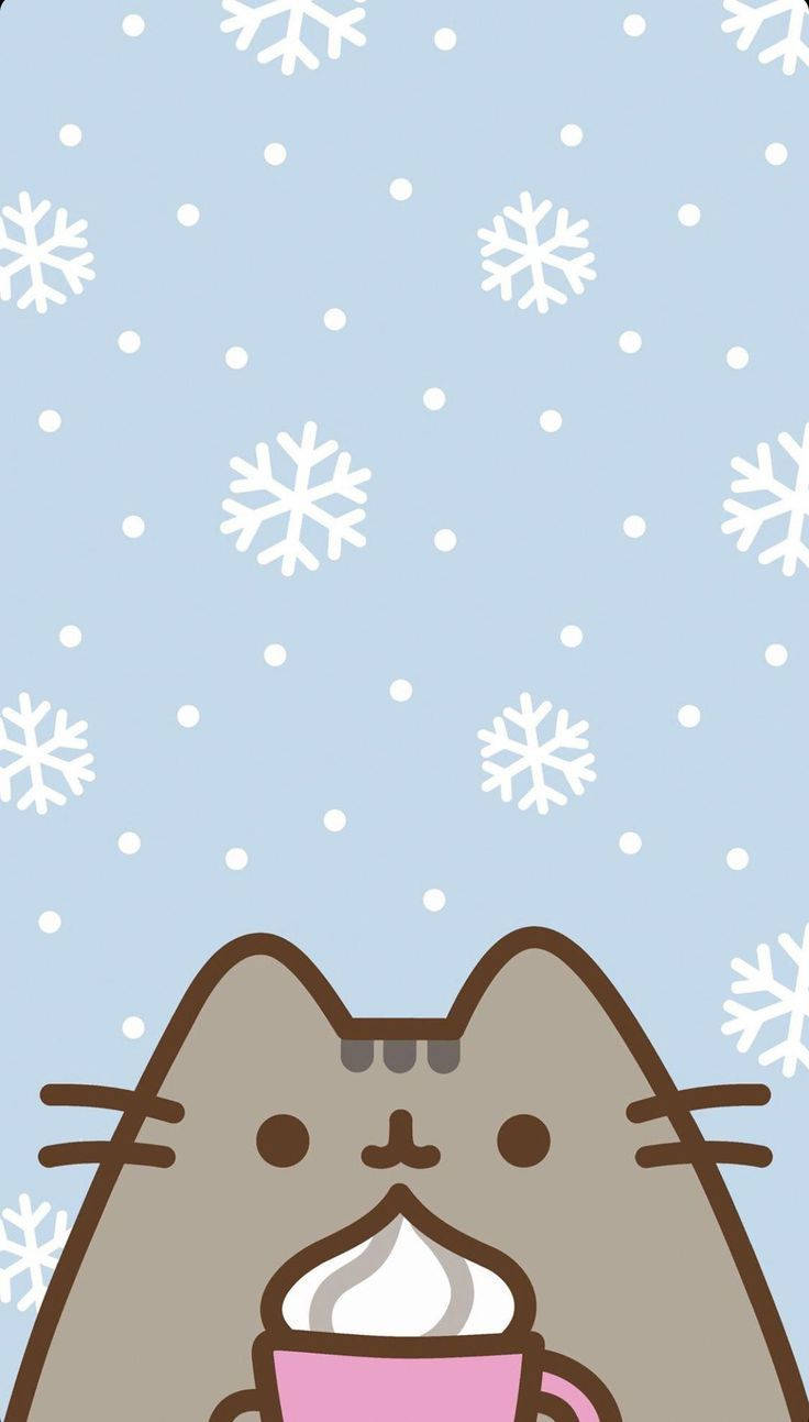 Winter Phone Cat Snowflakes Wallpaper