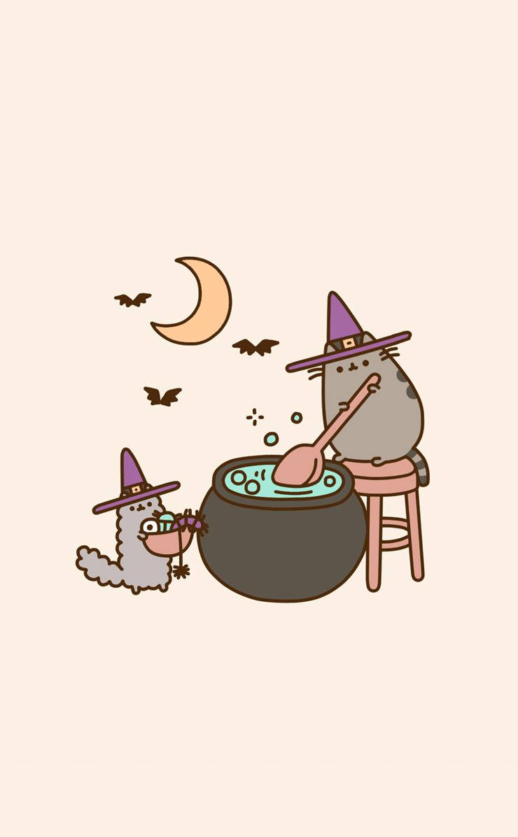 Witch Pusheen And Stormy Wallpaper