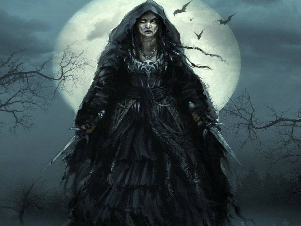Witch With Daggers Wallpaper