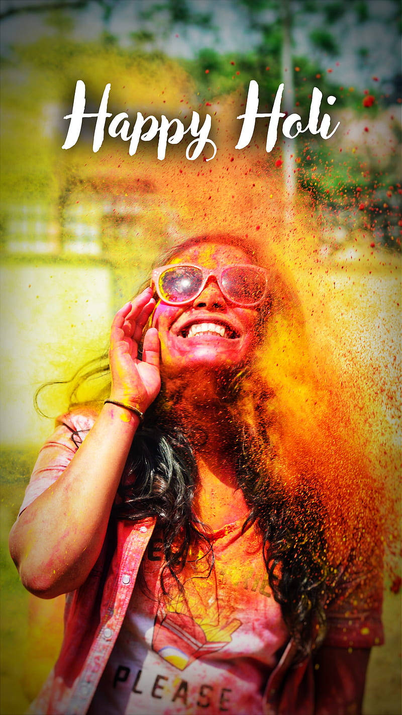 Woman In Sunglasses Happy Holi Hd Wallpaper