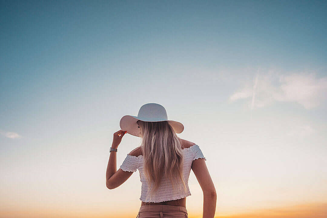 Woman With Beautiful Blue Sky Wallpaper