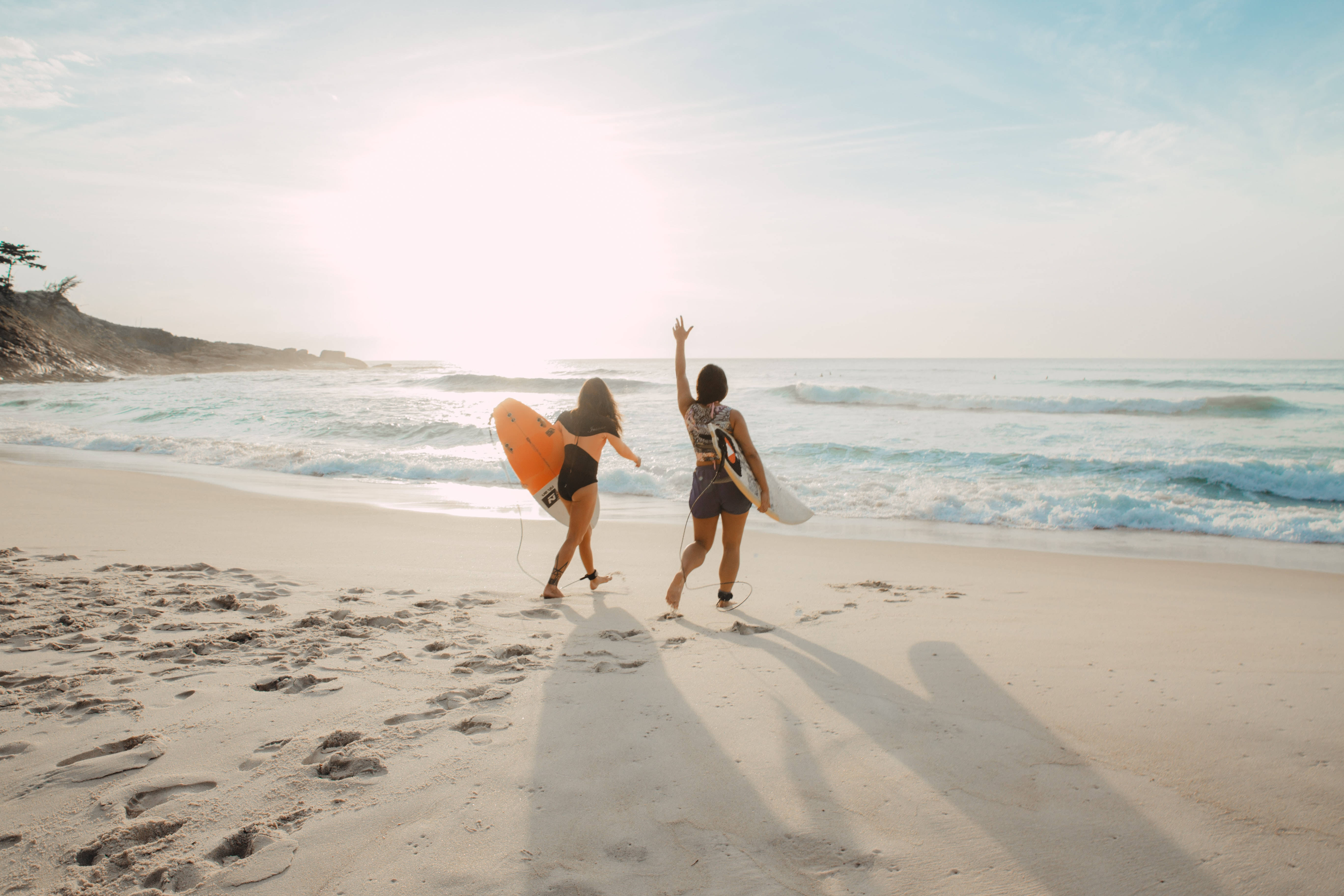 Women Holding Surfboards 1920x1080 Hd Beach Desktop Wallpaper