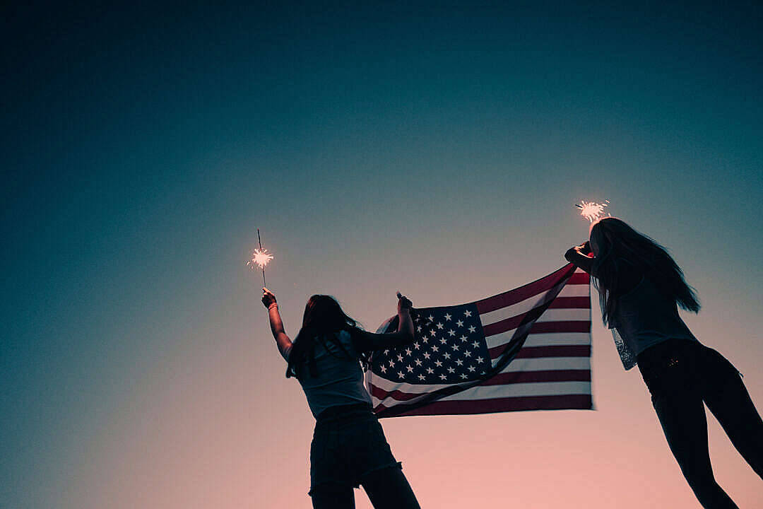 Women Sparklers Usa Flag Iphone Wallpaper