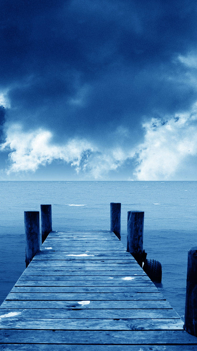 Wooden Dock Blue Iphone Wallpaper