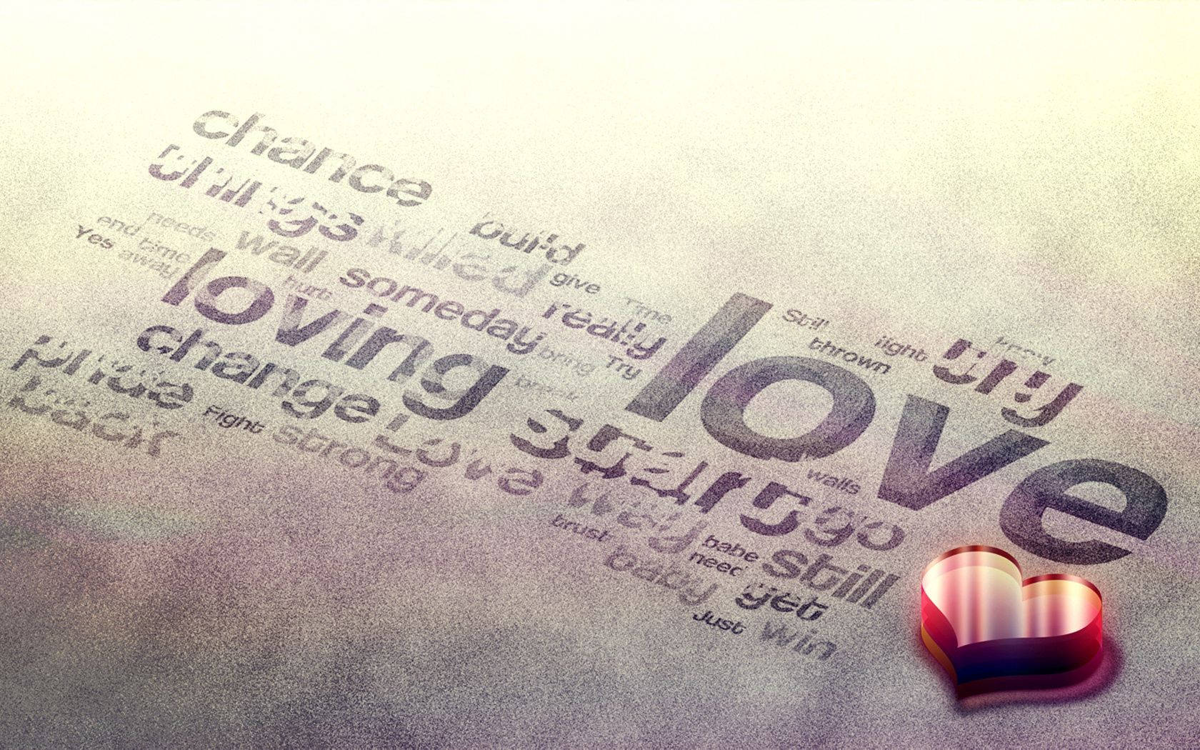 Words Of Love With Heart Wallpaper