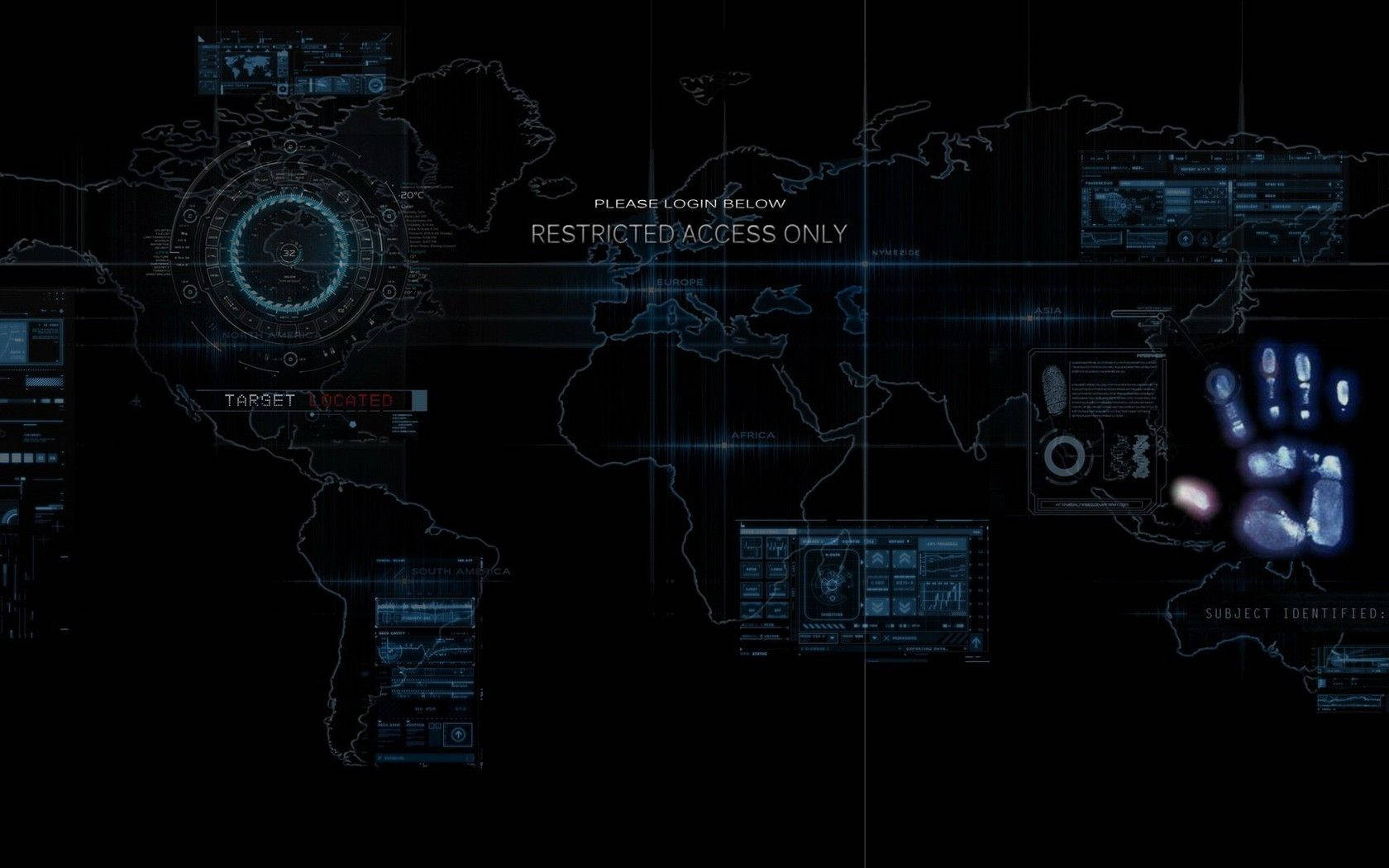 World Map Interface Technology Wallpaper
