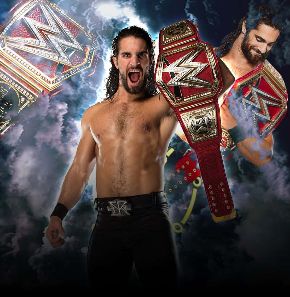 Wrestler Seth Rollins With Heavyweight Belt Wallpaper