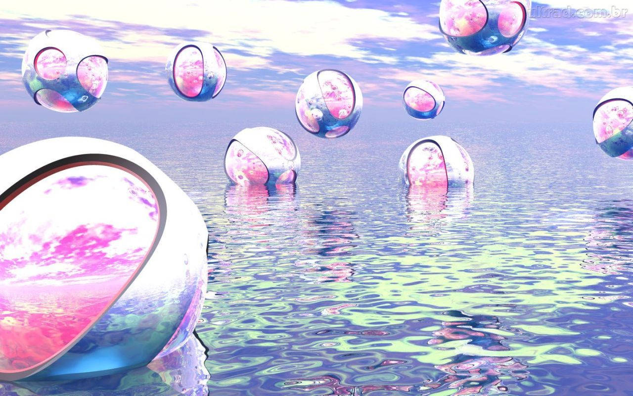 Y2k Aesthetic Pink Orbs Wallpaper