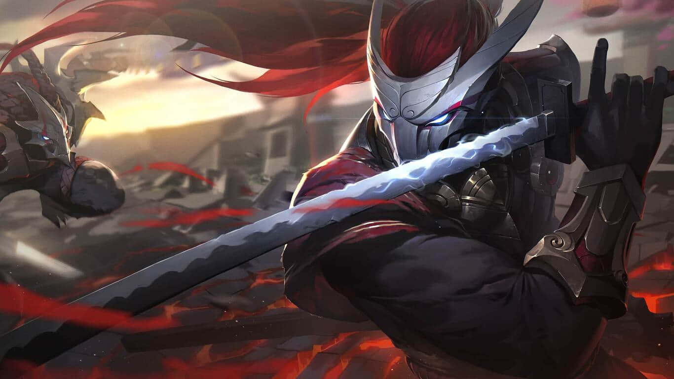 Yasuo Lol Red Blade Skin Wallpaper