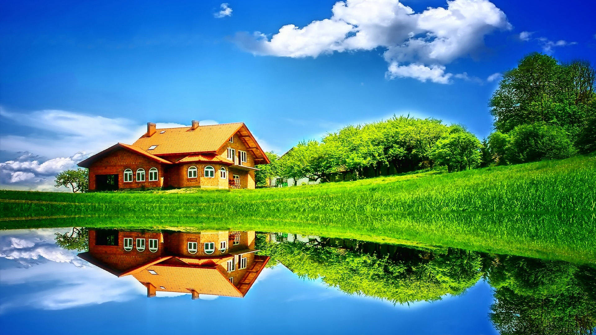 Yellow House And Greenery Best Hd Wallpaper