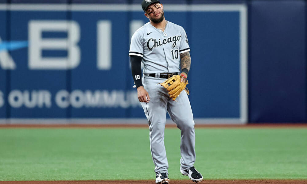 Yoan Moncada Standing On Baseball Field Wallpaper