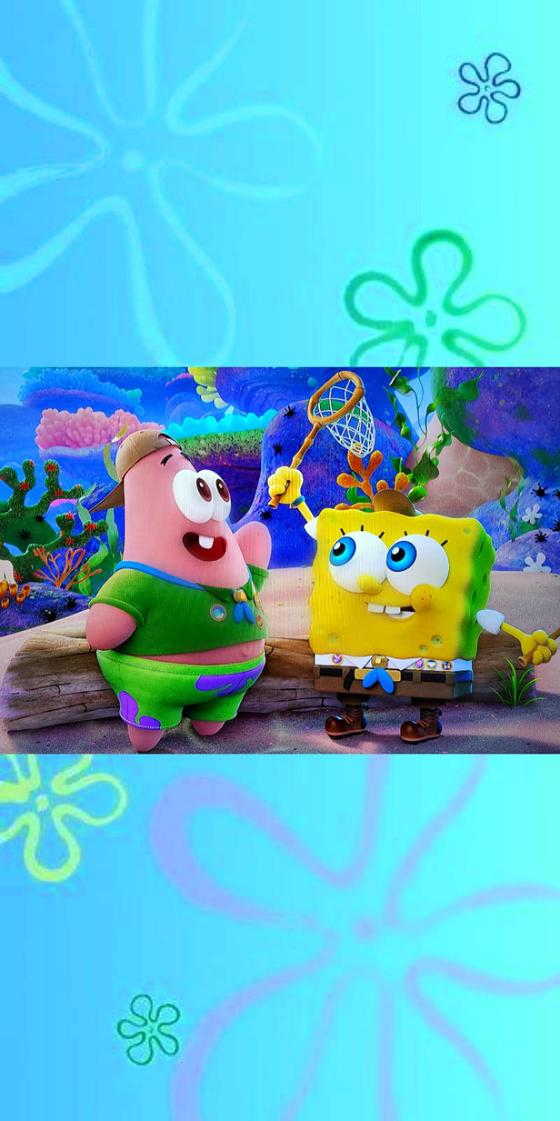 Young Spongebob And Patrick Catching Jellyfish Wallpaper