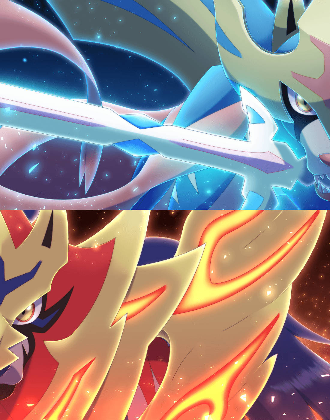 Zacian And Zamazenta Collage Wallpaper