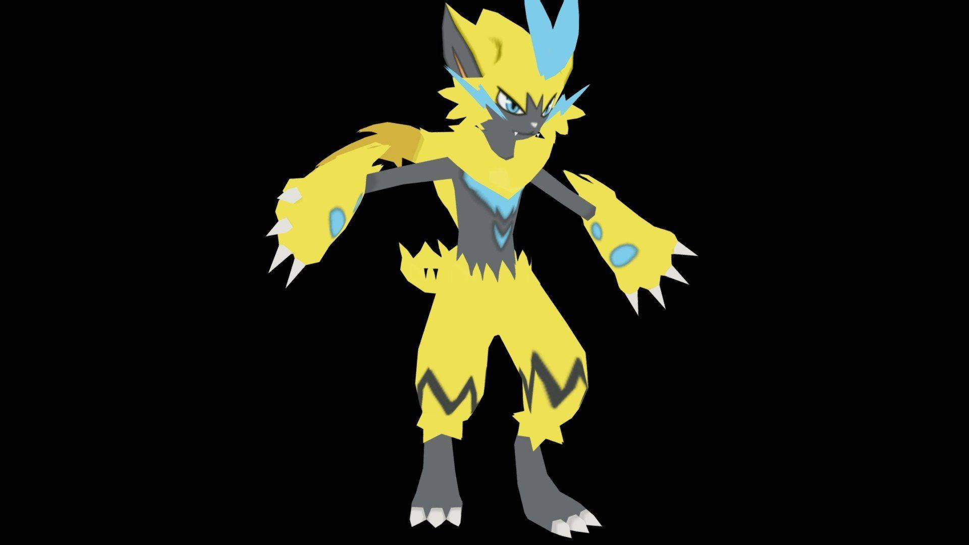 Zeraora Black Background Serious Wallpaper