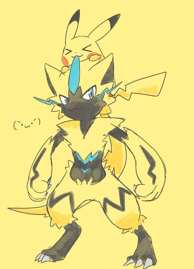 Zeraora Holding Up Pikachu Wallpaper