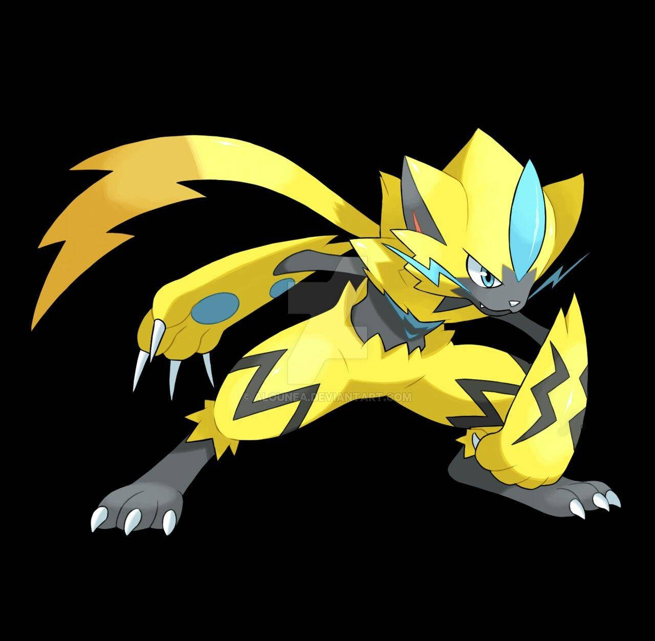 Zeraora Official Pose Black Background Wallpaper