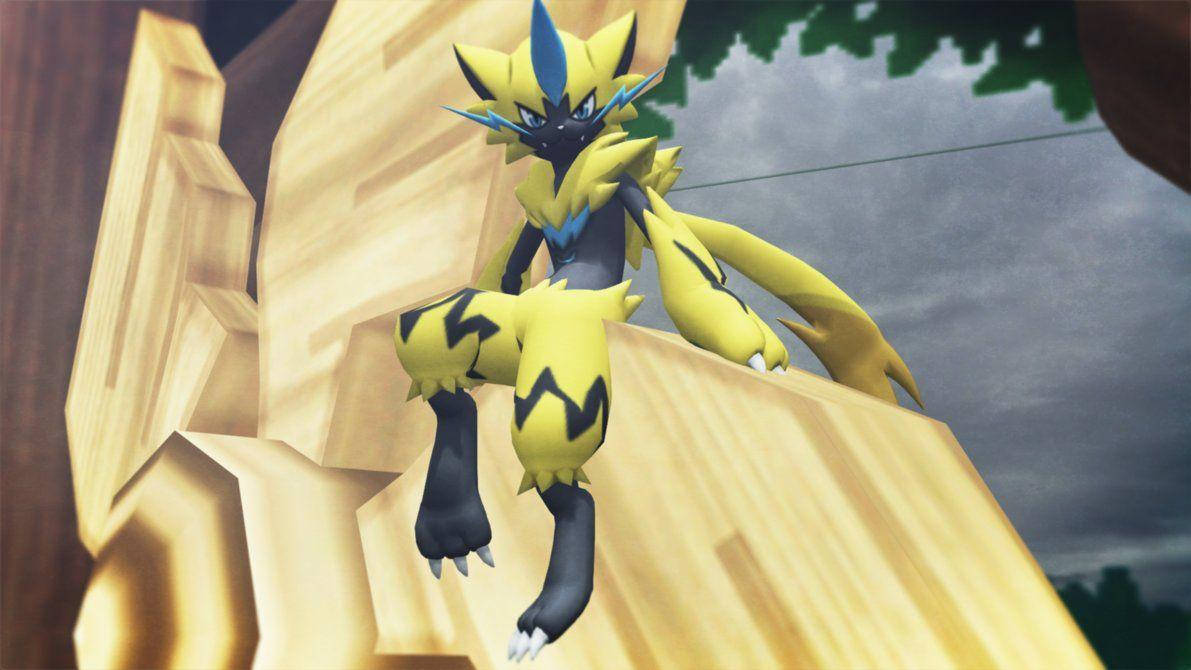 Zeraora Resting Palkia Statue Wallpaper