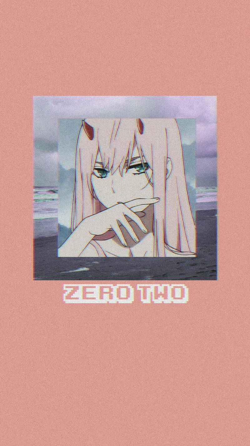 Zero Two Touching Lips Phone Wallpaper