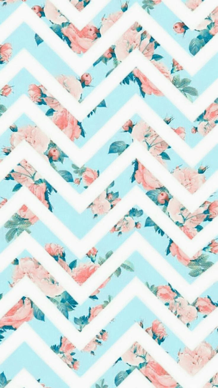Zigzag Stripes Floral Pinterest Wallpaper