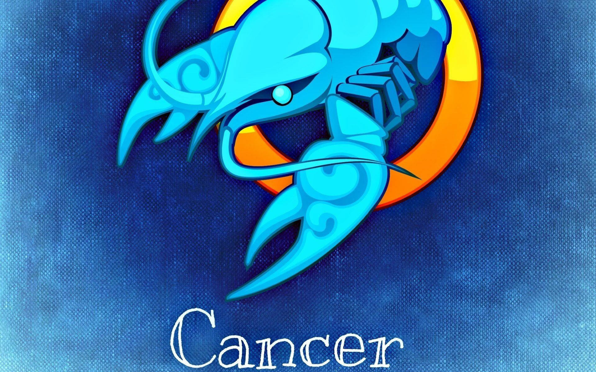Zodiac Cancer Sign With Blue Crayfish Symbol Wallpaper