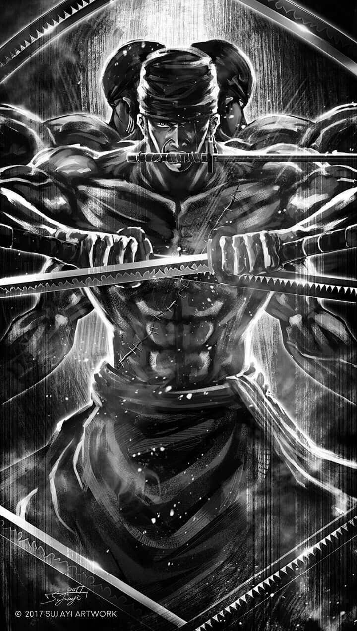 Zoro Asura Pose In Black Wallpaper