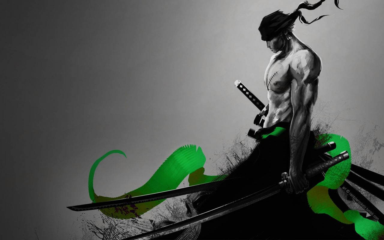 Zoro Hd In Greyscale Wallpaper