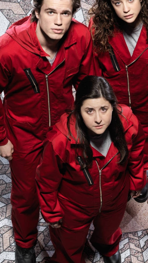 1080x1920 Money Heist Bank Hostages Wallpaper