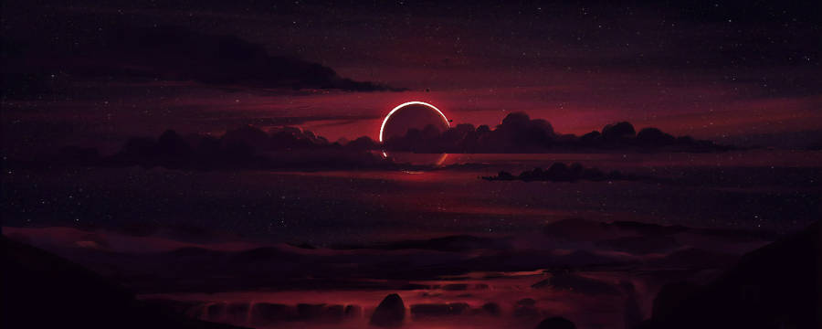 1200x480 Pink Eclipse Wallpaper