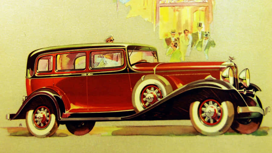 1920s Classic Car Illustration Wallpaper